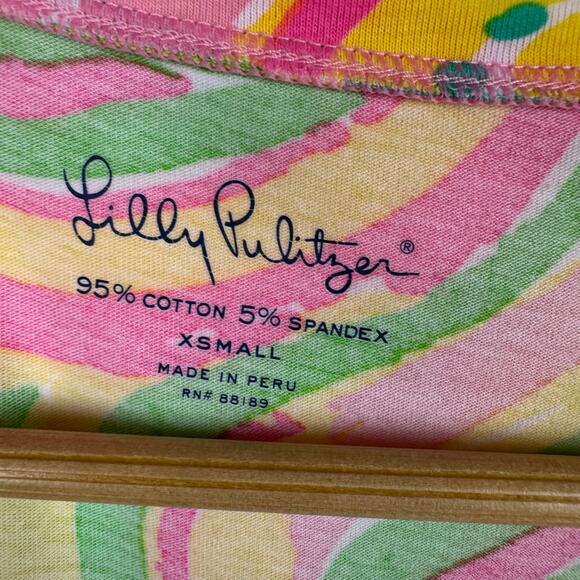 Lilly Pulitzer Womens Michele Top All Nighter V-Neck T-Shirt‎ Sz XS Psychedelic - Picture 6 of 10
